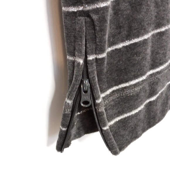 Talbots Grey Velour Metallic Striped Cowl-Neck Tunic Top - Picture 4 of 8